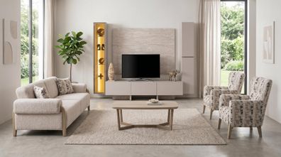 Stilvolles Wohnzimmer-Set TV-Wohnwand Couchtisch