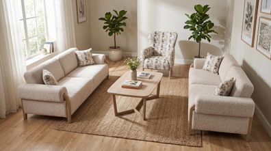 Stilvolles Wohnzimmer Set 3 + 3 + 1 Sitzer Modernes Design Komfort Luxus