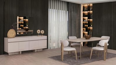 Esszimmer set Esstisch Esszimmerstühle Sideboard Modern Beige Design