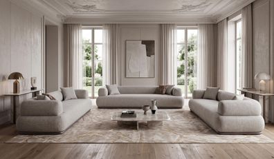 Elegantes Beiges Lounge Sofa Set 4er 3er Modern Minimal
