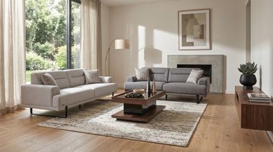 Sofa Set mit Couchtisch Grau Designer Wohnzimmer komfortabel stilvoll