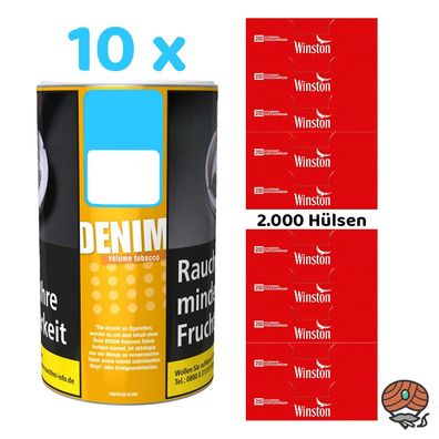 Denim Volumentabak/Stopftabak Dose 10x 85g + 2000 Winston Hülsen