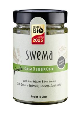 6x SweMa Frische Bio-Gemüsebrühe klassisch, 320g Glas, für 12 Liter 320g