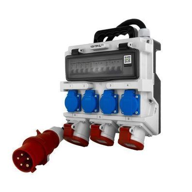 Baustromverteiler 2x16A 32A CEE 4x230V Mobilverteiler Griff und Kabel 32A CEE-Stecker