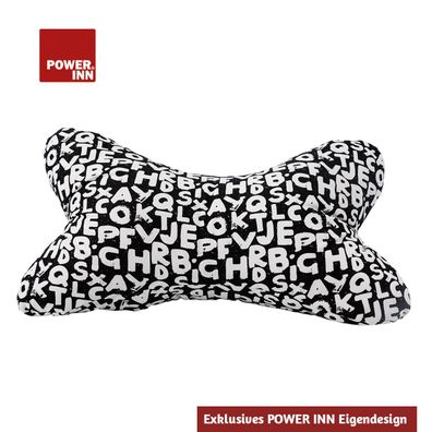 POWER INN® Leseknochen | Schwarz mit Weißen Buchstaben | Modern | Nackenkissen | Reis