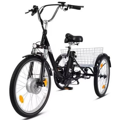 E-Bike Cityrad Damen u. Herren Elektro-Dreirad 24 Zoll 250W 540Wh 100km 3-Rad Pedelec