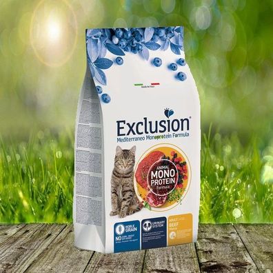 Exclusion Mediterraneo Noble Grain Adult Cat Rind Katzentrockenfutter 1,5 kg