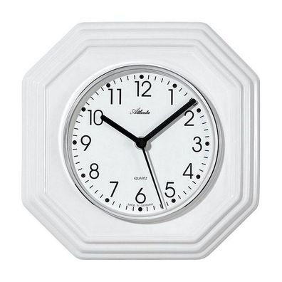 Atlanta - 6010 - Küchen-Wanduhr - Quarz - weiß - achteckig