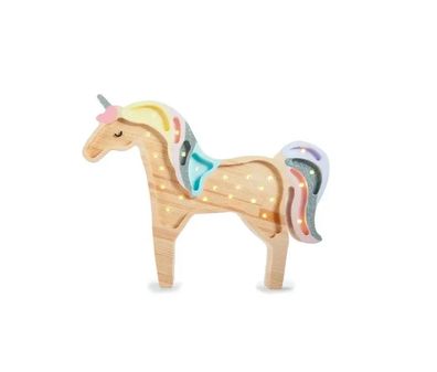 Einhorn Nachtlampe Kinder Kiefernholz LED Regenbogen