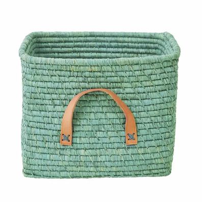 Rice Bastkorb Ledergriffe mint 30x30 cm