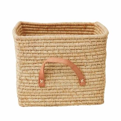 Bastkorb Ledergriffe natur 30x30 cm Raffia