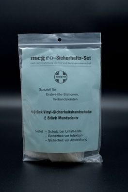 Sicherheits Set, m. Handschuhe, Mundschutz für 1. Hilfe, Verbandkasten, PKW etc