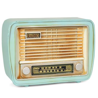 Moritz Blech-Deko Spardose Radio türkis Blechdekoration Blechmodell Modellauto Retro