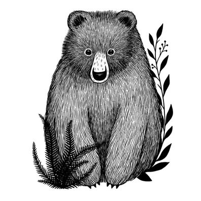 Lilipinso Wandsticker Kleiner Bär schwarz weiss