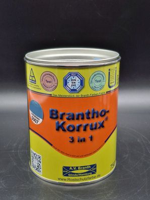 750ml Brantho Korrux 3in1 Mittelblau RAL 5007 Rostschutz Metallschutz Farbe