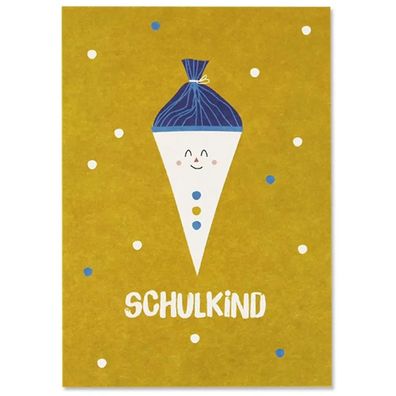 Ava & Yves Postkarte Schultüte gelb