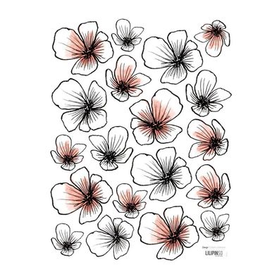 Lilipinso Wandsticker Blüten schwarz koralle weiß