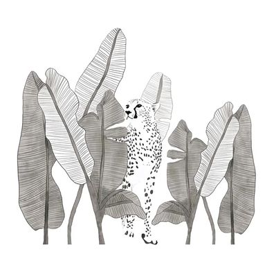 Lilipinso Wandsticker XL Leopard mit Blättern grau