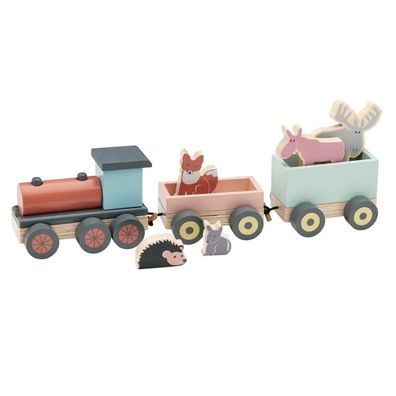 Kids Concept Spielzeug Zug Holz mit Waldtieren