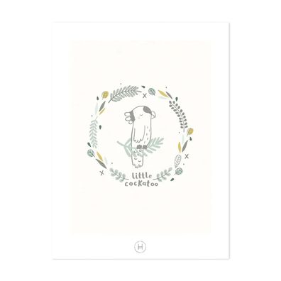 Lilipinso Poster Kleiner Kakadu creme grün grau