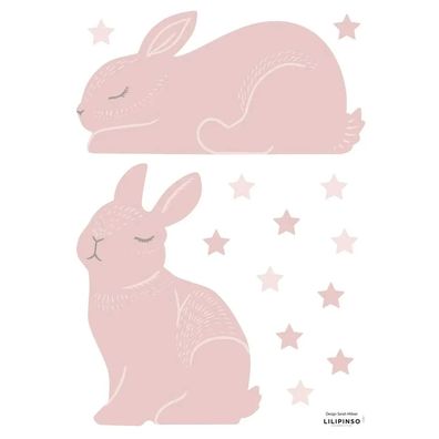 Lilipinso Wandsticker Häschen und Sterne altrosa