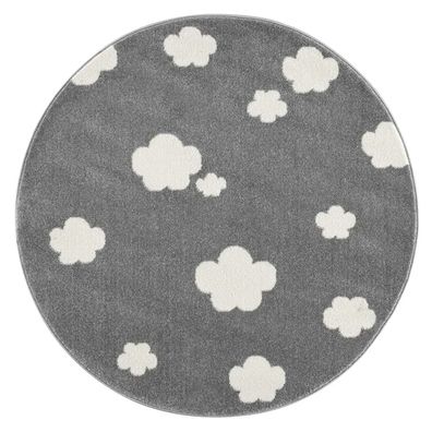 Livone runder Kinderteppich Wolken grau Ø 133 cm