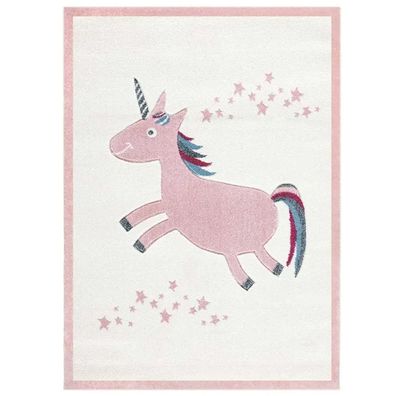 Livone Einhorn Kinderteppich rosa creme 120x180 cm