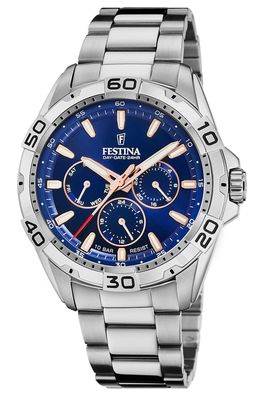 Festina Herren-Uhr Multifunktion Stahl/Blau F20623/2