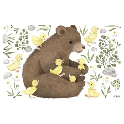 Lilipinso Wandsticker M Entenküken mit Bär gelb braun