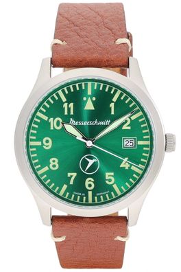 Messerschmitt Herren-Pilotenuhr Quarz Stahl/Grün ME-9673-GLB