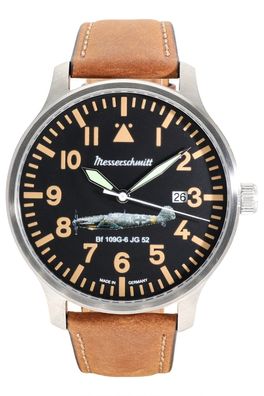 Messerschmitt Herren-Pilotenuhr BF109 Quarz Hellbraun BF109G6-W1