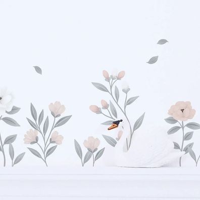 Lilipinso Wandsticker A3 zarte Blumen rosa weiß