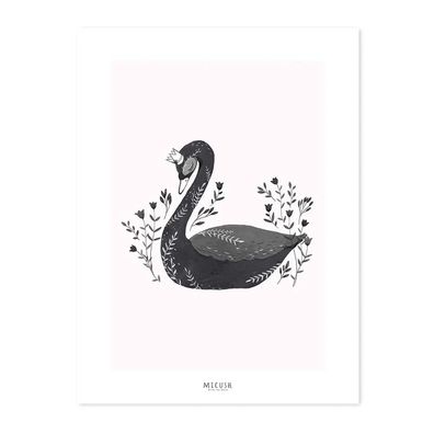 Lilipinso Poster schwarzer Schwan mit Krone rosa schwarz