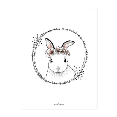 Lilipinso Poster Häschen mit Blüten weiß rosa