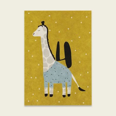 Ava & Yves Postkarte Giraffe 4 DIN A6 Holzschliffpappe