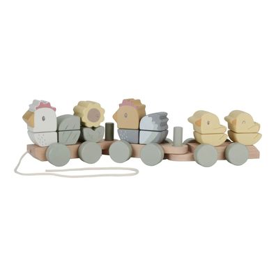 Little Dutch Holzzug Little Farm: Steckspiel mit Formen & Hühnern (18m+)