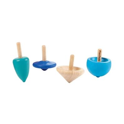 Kinder Holz Kreisel Set – Blau, robust und motorikfördernd