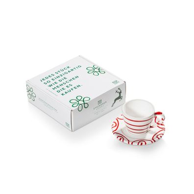 Gmundner Keramik Rotgeflammt Espresso für Dich/2tlg. im Geschenkk