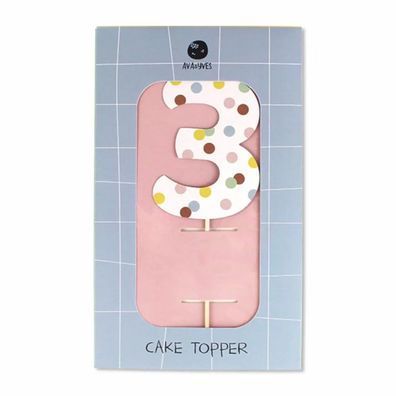 Ava & Yves Cake Topper Zahl 3 Holzsticker