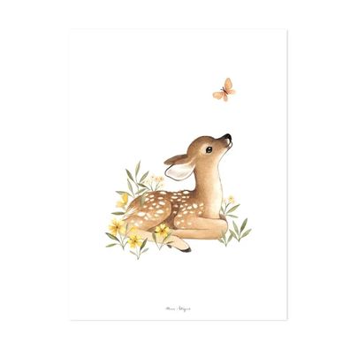 Lilipinso Poster Rehkitz mit Schmetterling braun