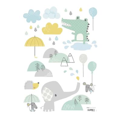 Lilipinso Wandsticker A3 Tiere im Regen