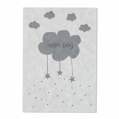 Ava & Yves Postkarte Geburt "Hello Boy"