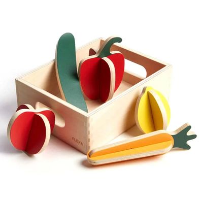 Flexa Kinder Spiellebensmittel Holz Gemüse