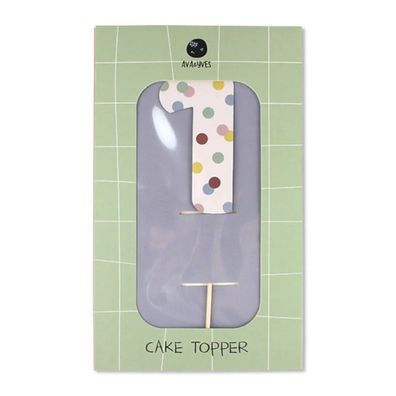 Ava & Yves Cake Topper Zahl 1 Holzsticker Geburtstag