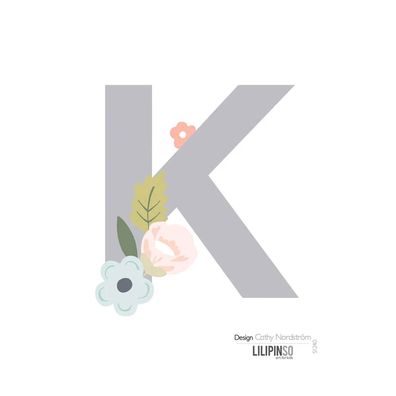 Lilipinso Sticker Buchstabe mit Blüten grau rosa pastell K