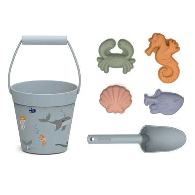 Liewood Dante Sandkasten-Set Silikon Sea Creatures blau