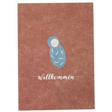 Ava & Yves Postkarte willkommen