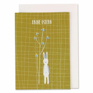 Ava & Yves Klappkarte Hase "Frohe Ostern" senf