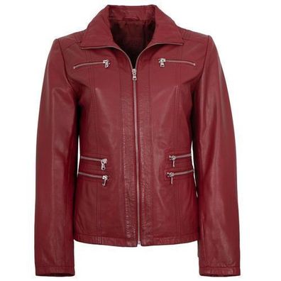 MADDOX - Damen Echtleder Lederjacke Lammnappa kirsche