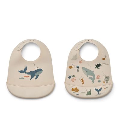Liewood Silikon Lätzchen 2er pack - Tilda, Farbe: Sea creature/sandy mix